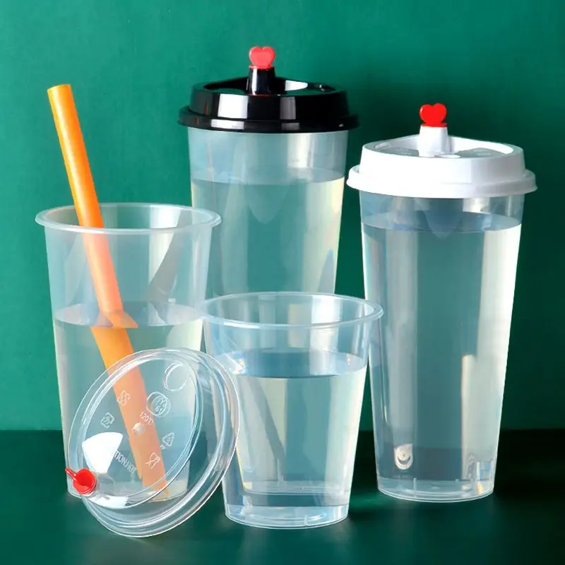 Одноразовая крышка для холодных и горячих напитков с логотипом на заказ, Пластиковая чашка, прозрачная полипропиленовая чашка, Пузырьковые пластиковые чашки