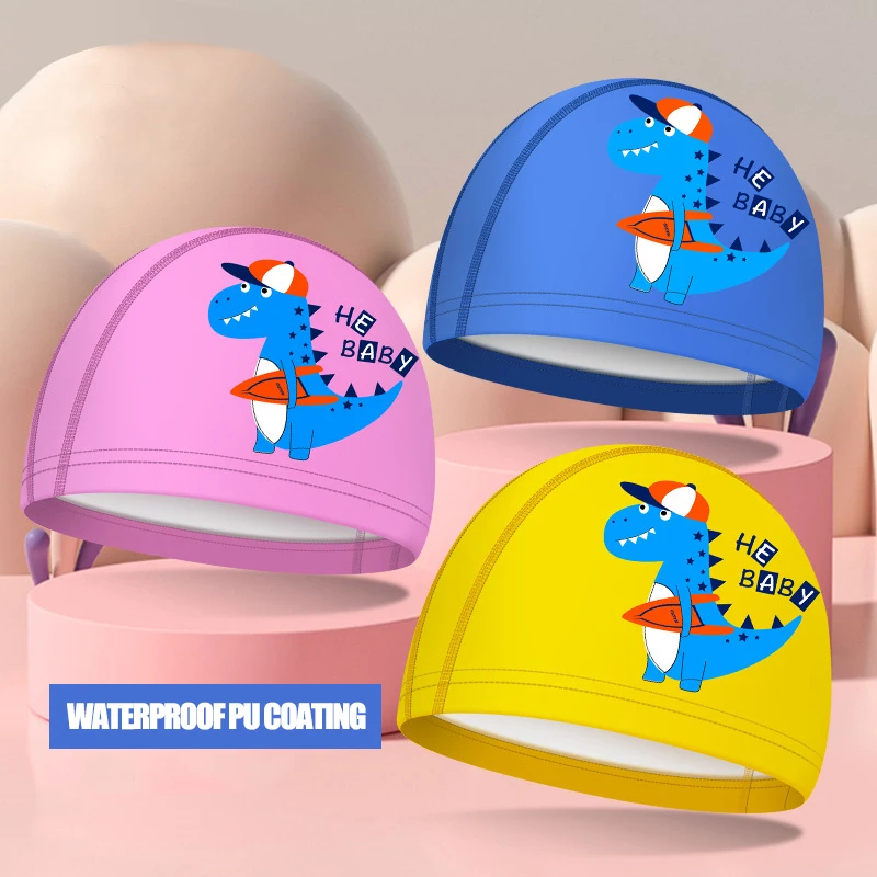 Kids Swim Cap High Elastic Waterproof Swim Bath Cap Cute Cartoon Style Swim Hat For Boys And Girls