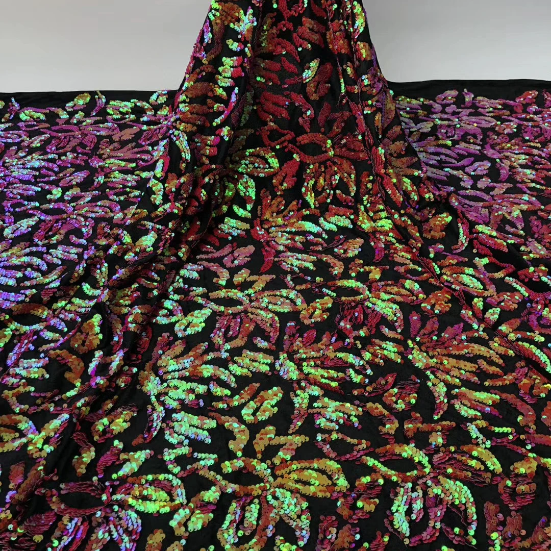 cheap sequined embroidery for wedding party african sequined embroidery fabric for wedding dress making