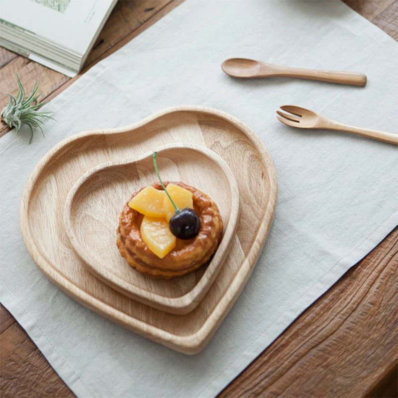 Индивидуальное украшение, деревянная тарелка в форме сердца для еды, печенья, торта, сухофруктов, блюд, поднос для детей