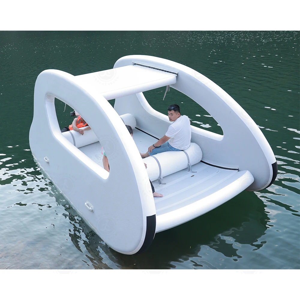 Luxury Electric Boat 4.5 Floating Pontoon Family Party Boat Catamaran Inflatable with Motor