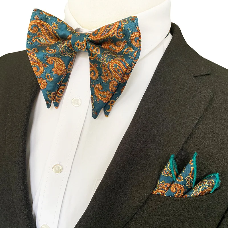 
Wholesale cocktail mens ties and pocket square set wedding party bow ties for men 