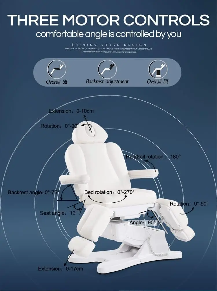 All Purpose 3 Motors Spa Bed Massage Dental Tattoo Chairs Treatment Table Aesthetic Chair Electric Facial Bed for Esthetician