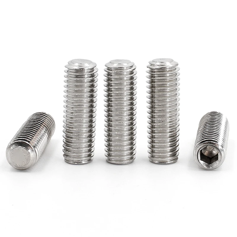 304 Stainless Steel Flat End Hex Socket Grub Headless Screw Set Screw for Door Handle