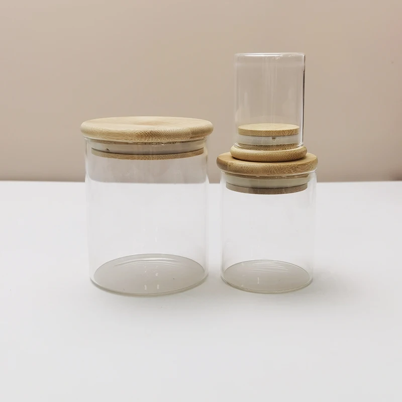 Manufacturer Empty Candle Body Butter Cookie Honey Spice Storage Canning Bamboo Lid Glass Ginger Jars And Containers