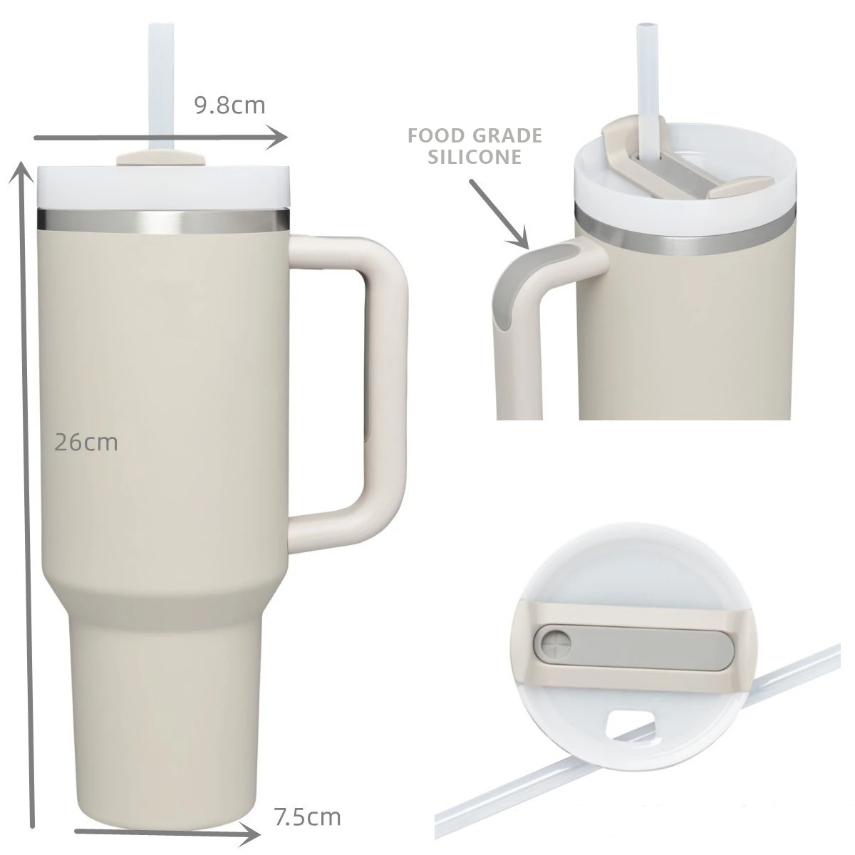 1 PC 40 oz Tumbler with Handle and Straw Lid Stainless Steel Double Wall Vacuum Insulated Travel Mug handle Cup Car Cup
