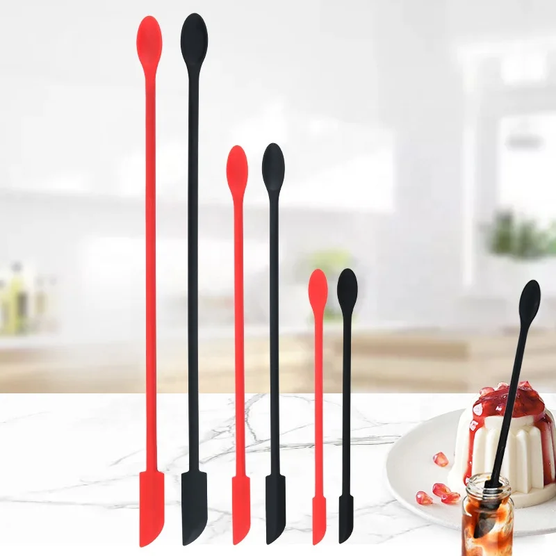 Long Handle Mini Silicone Spatula Thin Jar Scraper for Kitchen