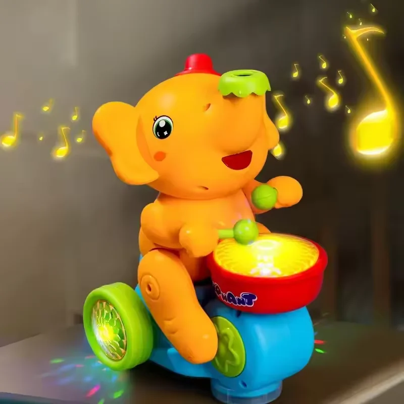 Hot Sale Flashing Light Kids Toys Play The Drum Animal Toys For Kids Musician Elephant Education Baby Sensory Game Toys