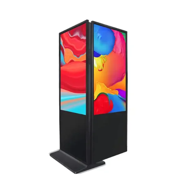 MJK Floor Standing Screen Advertising Display Mall Restaurant LCD Double Side Digital Signage