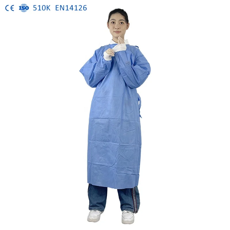 High quality ASTM F1670 disposable level 2 gown level 4 lab coat en14126 sms gowns Medical Impervious for Hospitals
