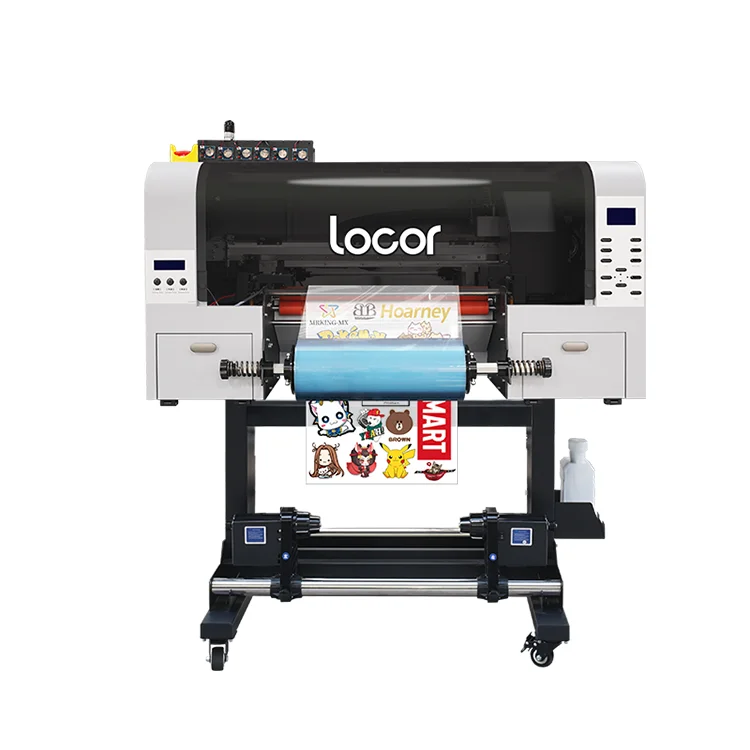 Locor 30cm 2/3 head roll to roll  uv dtf sticker digital AB film logo printing machine for wood plastic glass metal acrylic gift