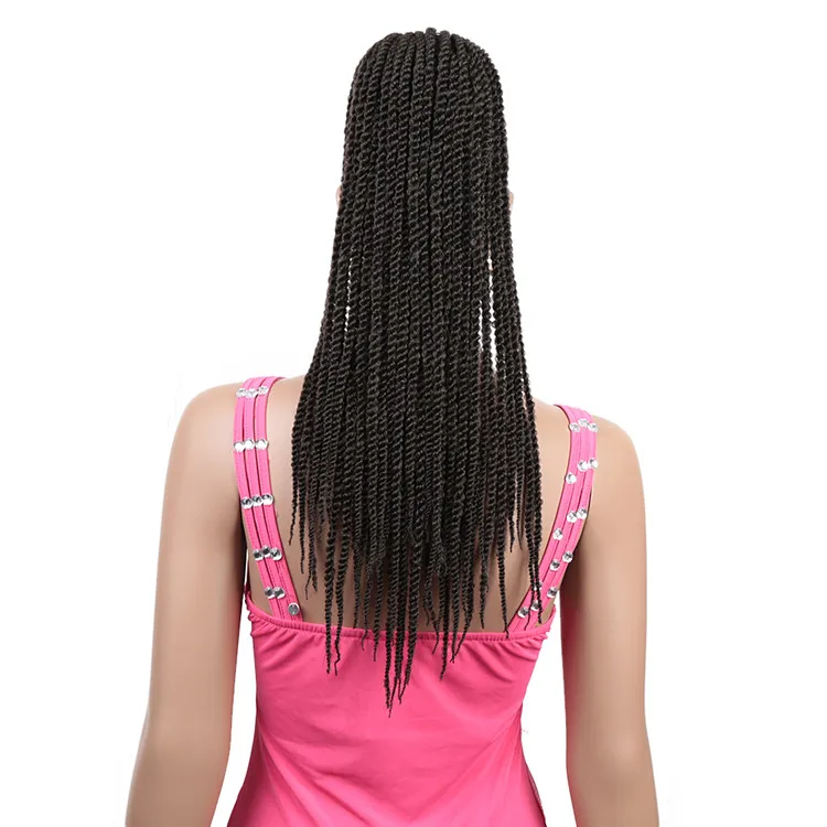 Long 2X Senegal Braids Ponytail Hairpiece Clip in Braiding Curly Ponytail Crochet Braided Drawstring Ponytail Hair Extensions