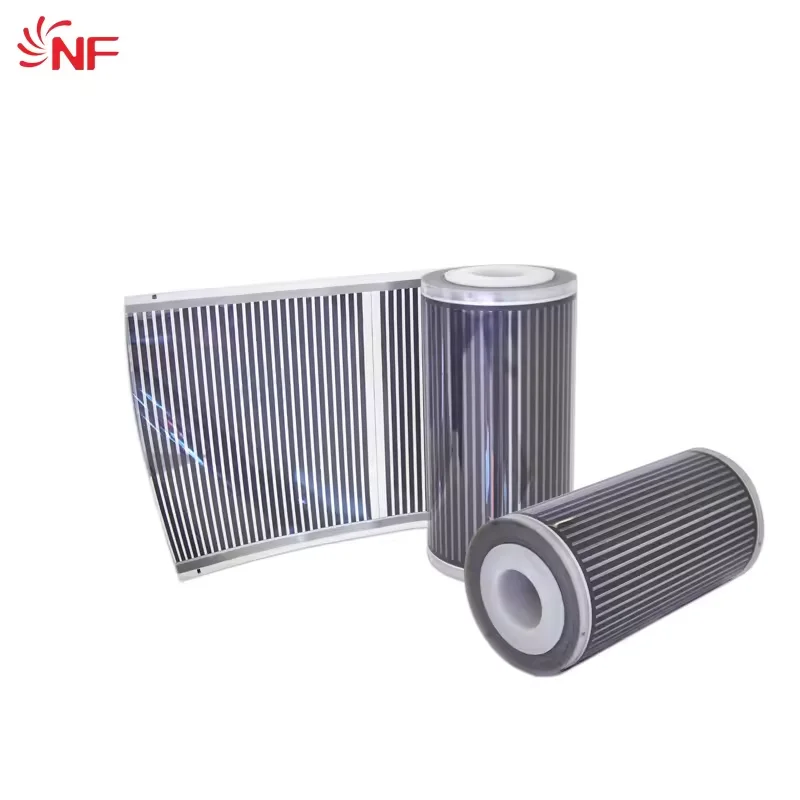 Graphene heating film under the electrical radiation floor with connector for hardwood floors