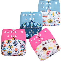 4pcs/pack Free Sample Baby Washable Cloth Diapers Adjustable Reusable Nappies Factory Price Cloth Diaper