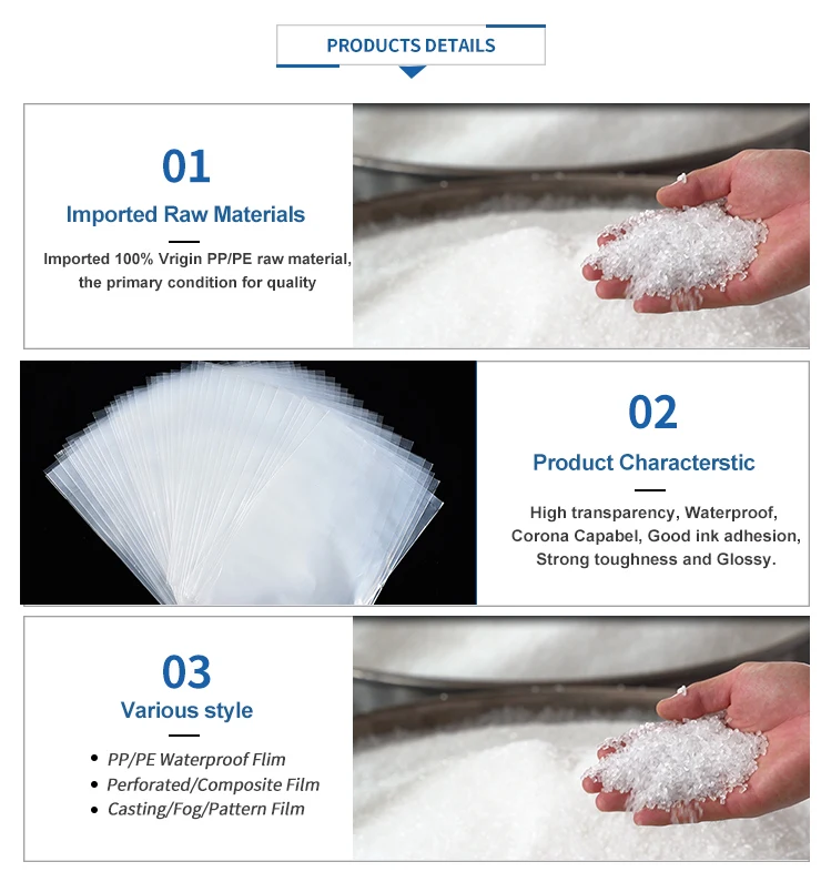 High Quality 100% Virgin Decorative Film Biodegradable Corona Capable Stretch Flim Casting PP Blowing Film for Plastic Bag