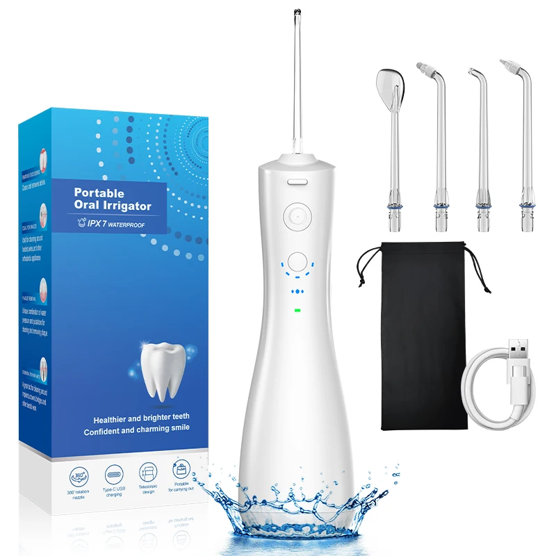 Rechargeable Portable 6 Modes Dental Oral Irrigator Water Teeth Cleaner Picks Flosser with Travel Case 4 Jet Tips