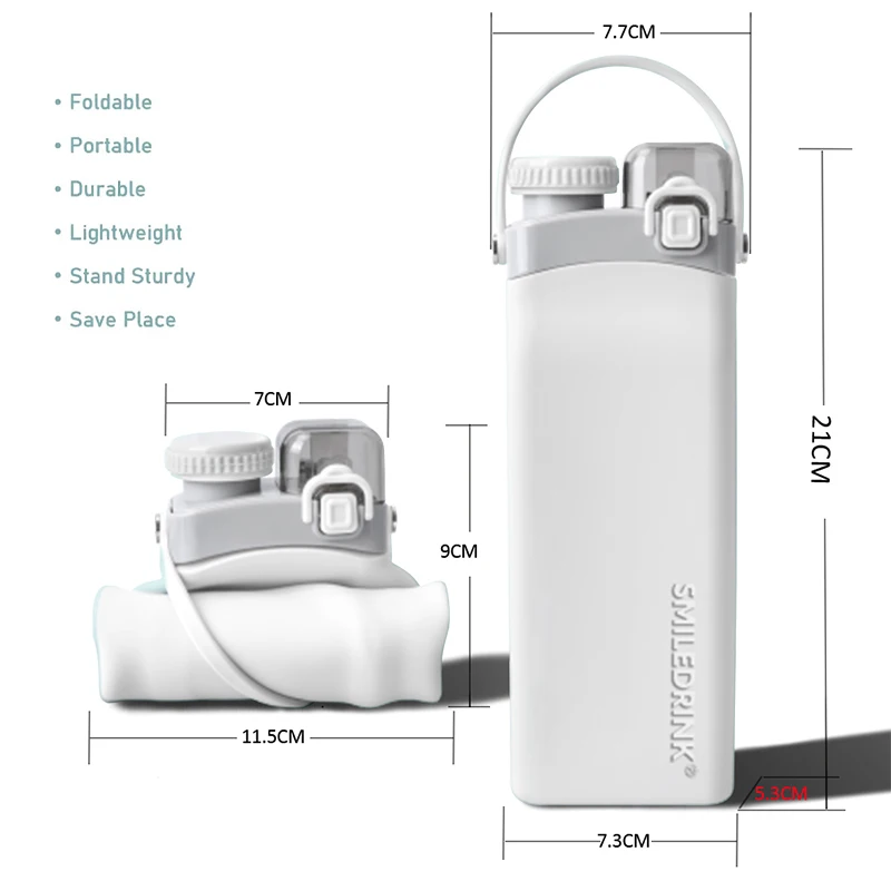 New portable 600ML foldable silicone unique water bottle folding cup