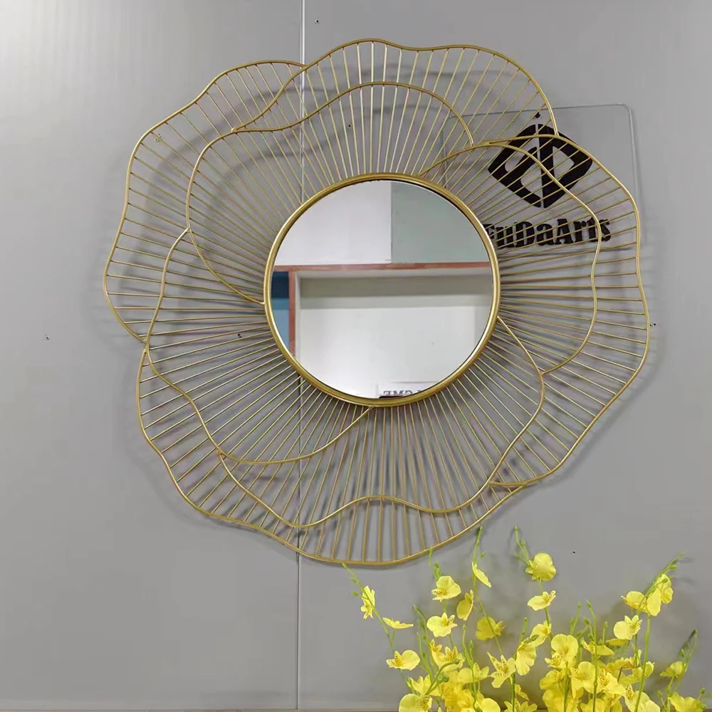 85x75cm big flower Hot Trend Iron Mirror Hanging Decorative Mirror large Wall Mirror Furniture With Eye-catching Design