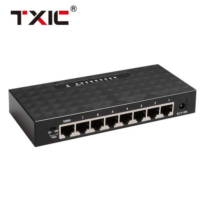 DIEWU Vlan support 8 port gigabit ethernet switch with Plastic housing