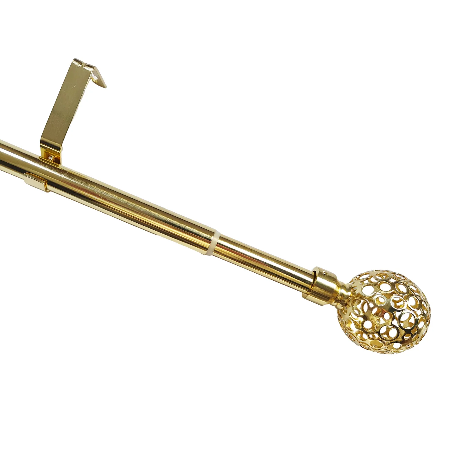 Drapery rods set expanded double adjustable gold curved metal curtain rod