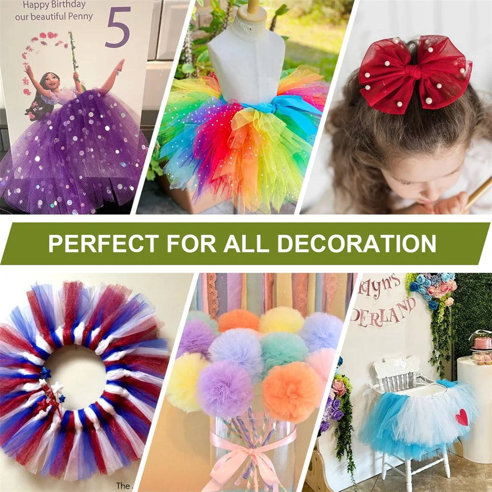 Glitter Tulle Fabric Rolls 6 Inch width Sparkling Sequin Polka Dots Netting Spool for DIY Tutu Skirt Wedding Easter Party