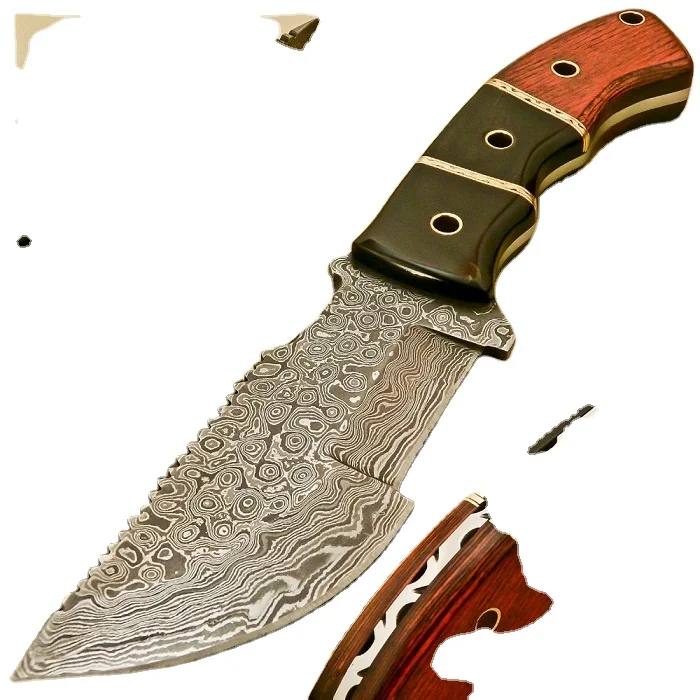 
 Охотничий Тактический Походный нож ручной работы из дамасской стали с фиксированным клинком  