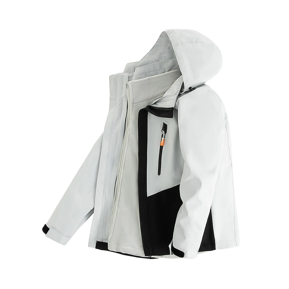 3 IN 1 Winter Wear Assault Jacket Coats White Shell Fabric Hoodiecket Boy down Jacket Puffer with Nylon Pattern Standard Print