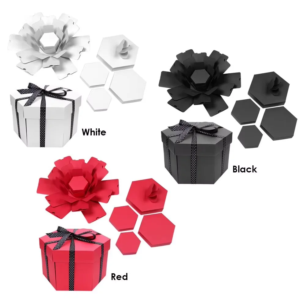 Explosion Surprise Rose Gift Handmade Birthday Anniversary Wedding Boxes DIY Photo Album Hexagon Cardboard Packaging Box