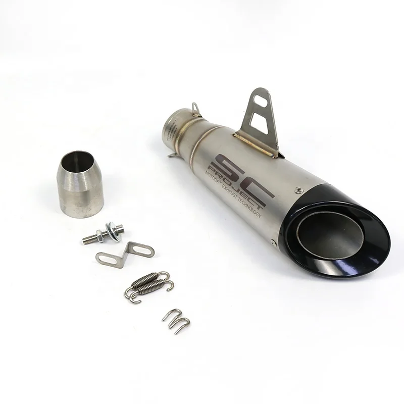 51mm Motorcycle Exhaust Pipe Universal left exhaust GP Scooter Steel CNC Project motorcycles Muffler