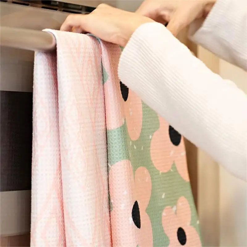 Custom Sublimation Custom Sublimation Digital Print Microfiber Waffle Soft Dish Cloths Kitchen Cleaning Tea Towels