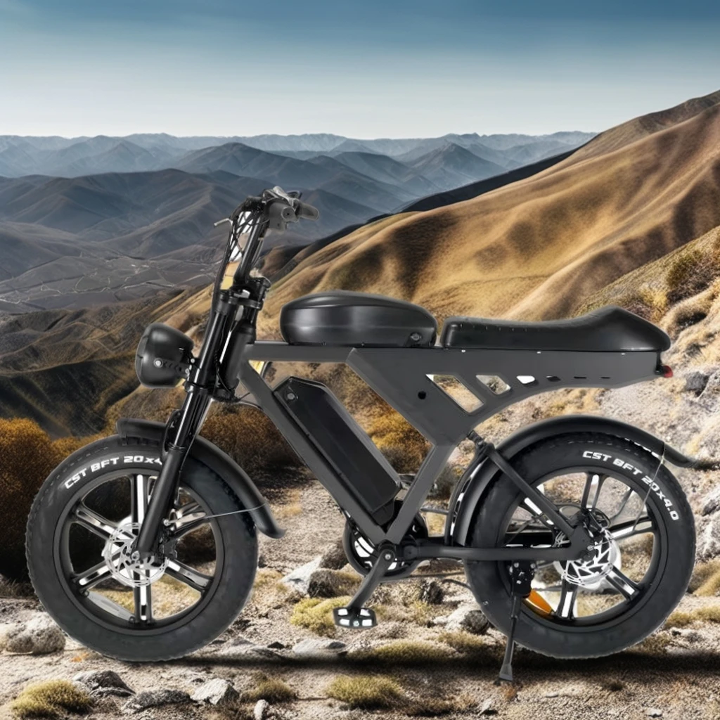 500W Retro Electric Moped Bicycle Enduro Ebike 48V 73 Electric Fat Tire 13AH Battery V30 Model 2000W Rear Hub Disc Hydraulic