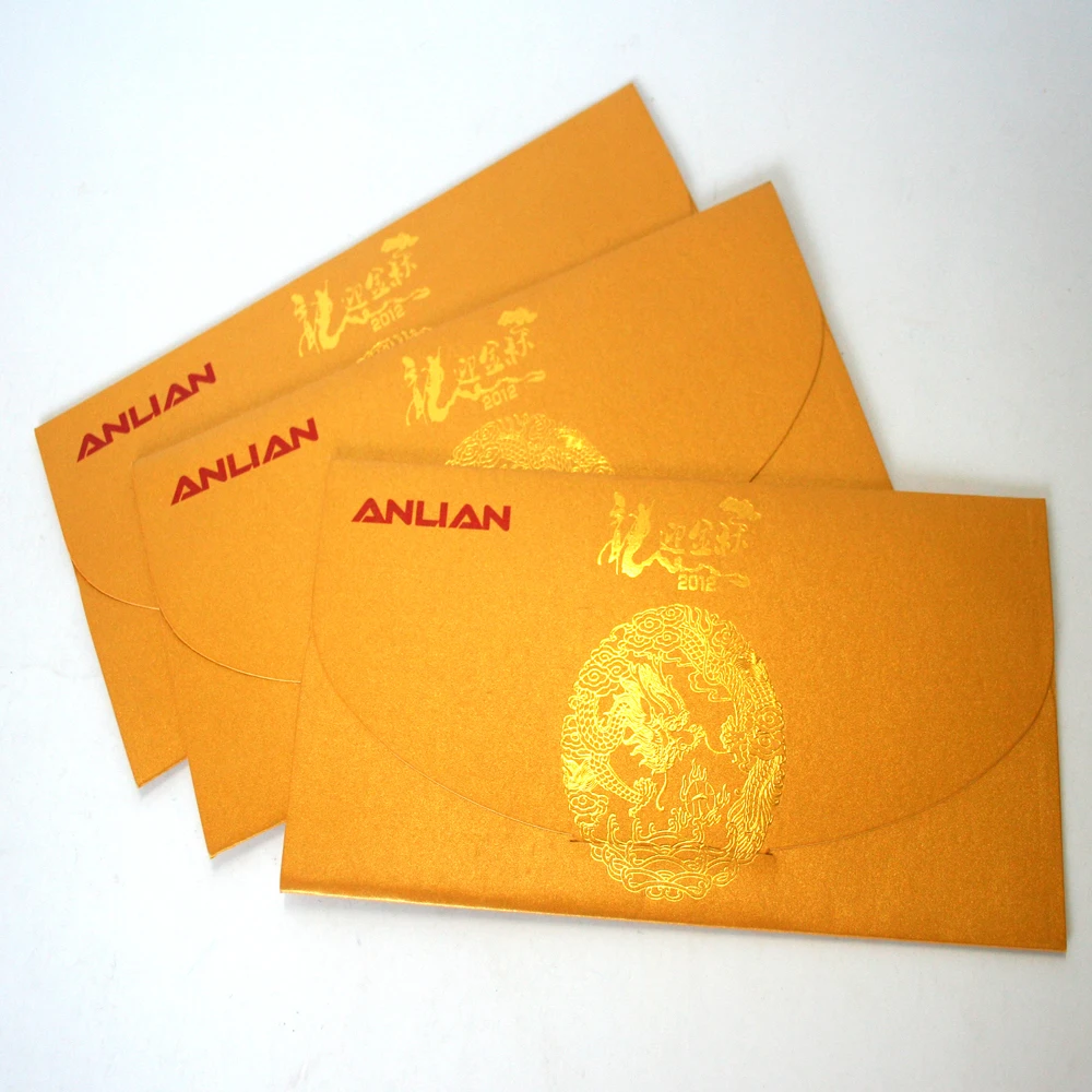High quality golden custom recyclable gift envelope printing