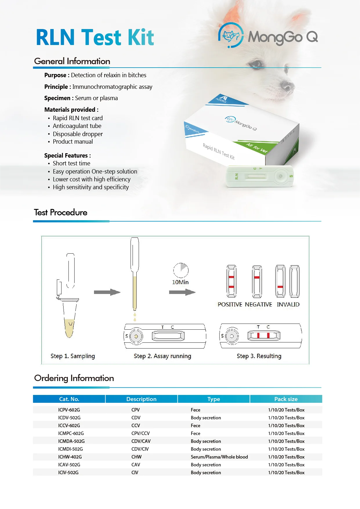 Veterinary Diagnostic Kit Rapid Early Pregnancy Test Canine Relaxin Test Kit RLN for dog
