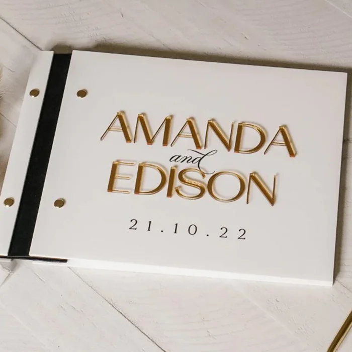 Personalised Wedding Acrylic Guest Book Cover With 3D Lettering