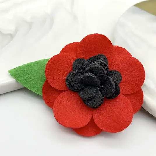 High Quality Handmade Wool Felt Flower Brooch Felt Craft  Flowers  Felt Flower Garland For Remembrance Day