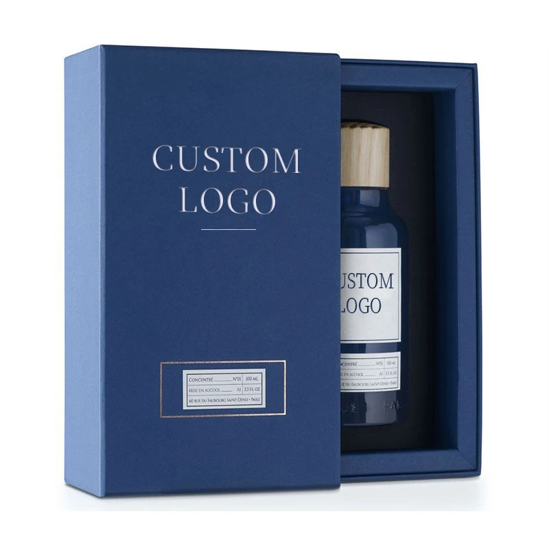 Coffret Parfum Customized Logo Cardboard with Foam perfume gift  box for 50ml 100ml Black Perfume Packaging Box