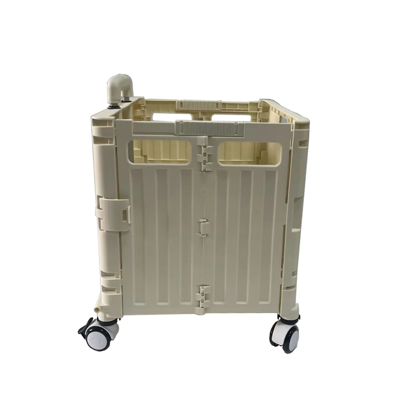 Bafuluo New Arrived Collapsible Wheeled Storage Box Crates Container With Lid Folding Plastic Shopping Cart For supermarket