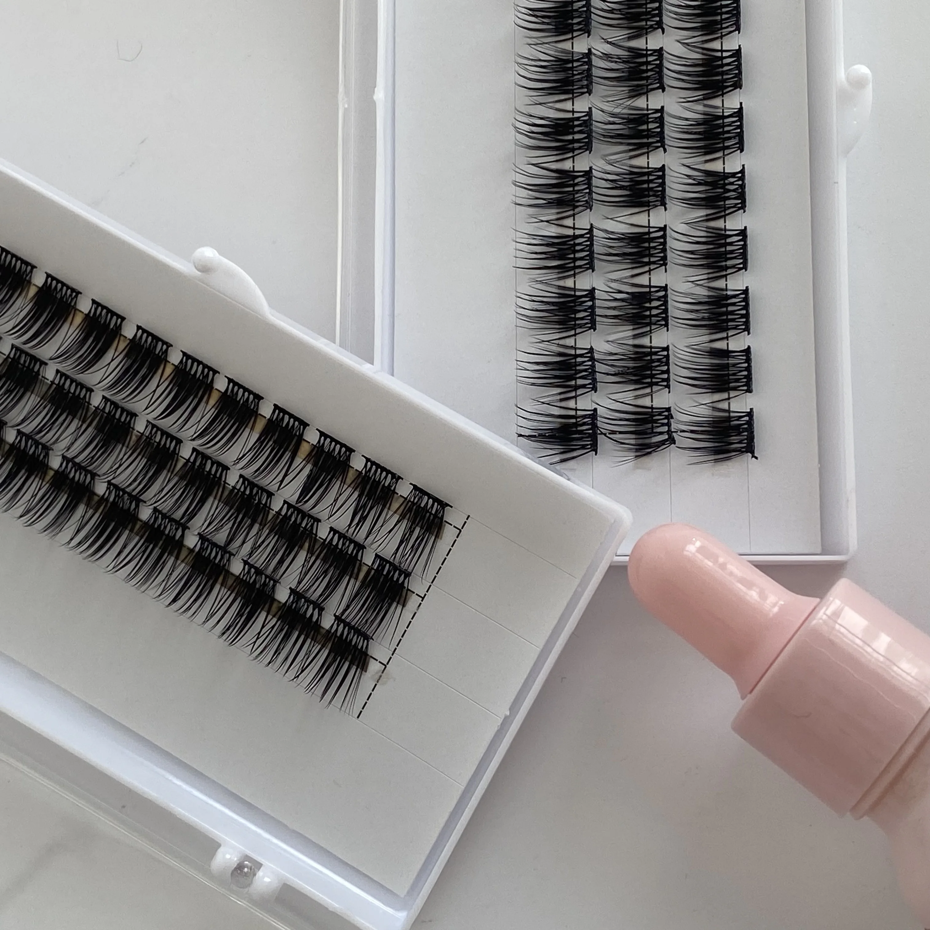 wholesale glue-base Diy Lash Extensions kit faux mink lash cluster D C curl individual 3D cluster Segments Lashes kit