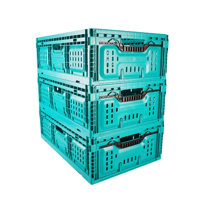 Green Stackable Plastic Collapsible Milk Crates Utility Folding Milk Crates