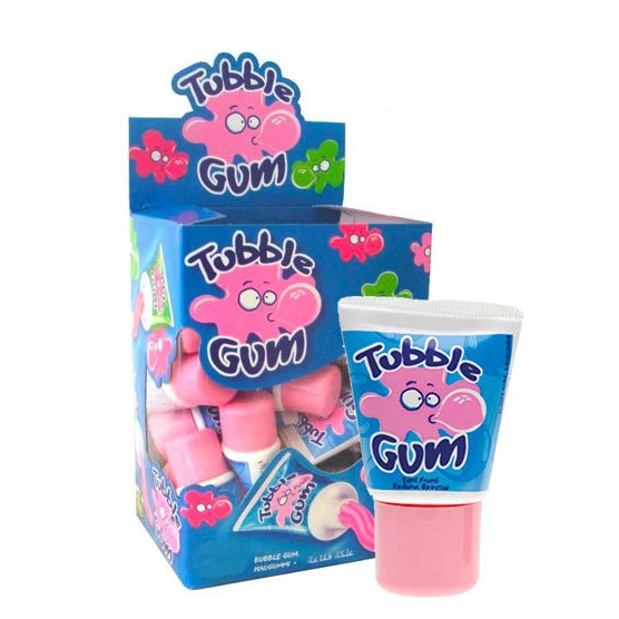 HACCP/BRC certificate wholesale halal fruit flavour toothpaste shape liquid bubble gum tubble gum