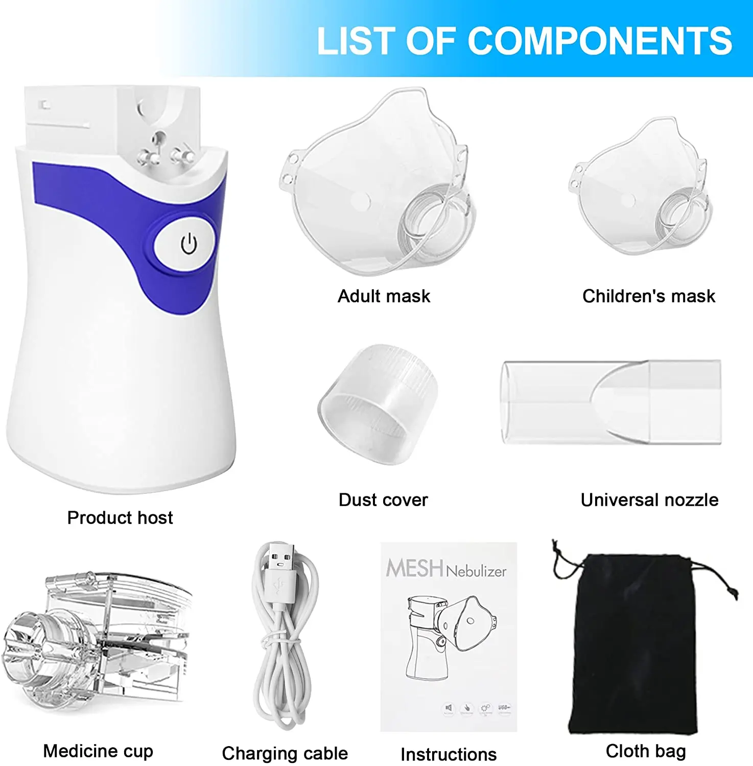 CE ISO Approval Mute Mini USB Portable Inhaler Mesh Nebulizer, Cough Drug Atomizer Evaporator Nebulizer Machine