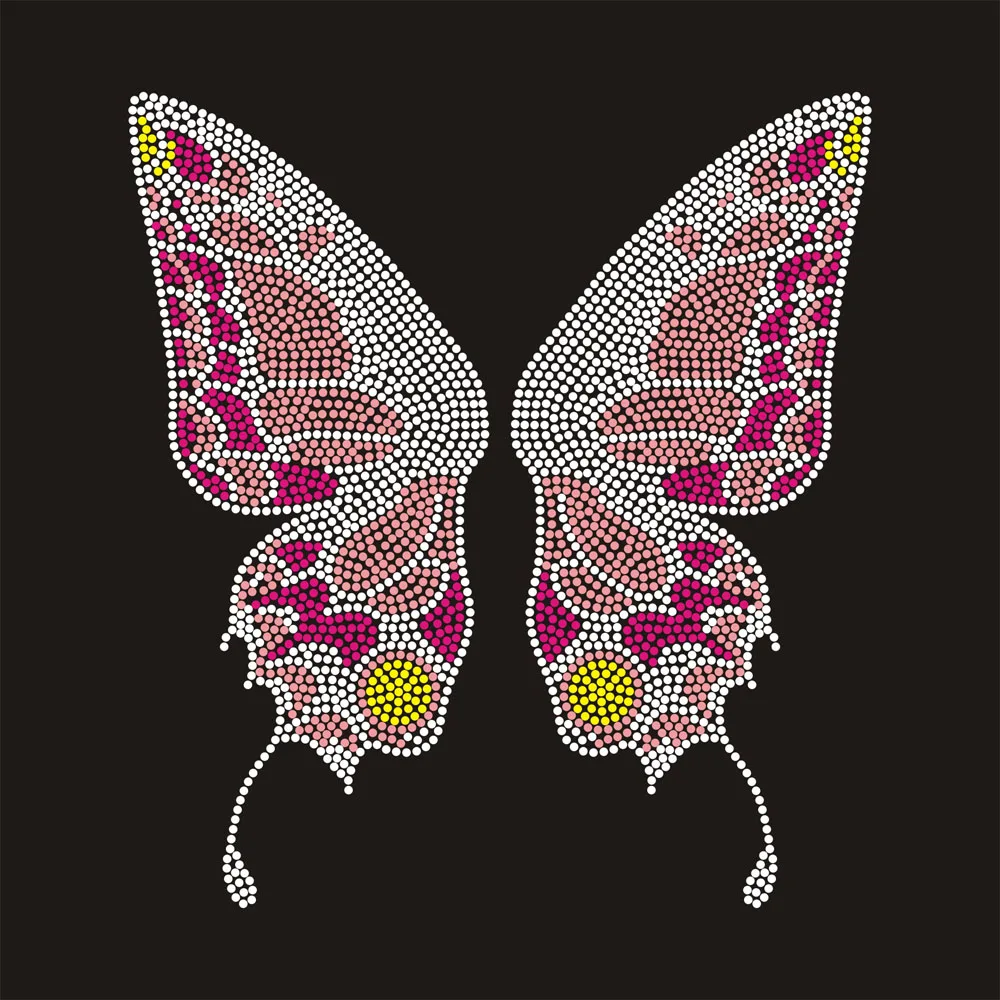 custom iron on tshirt transfer Bling Colorful butterfly rhinestone hot fix motifs design