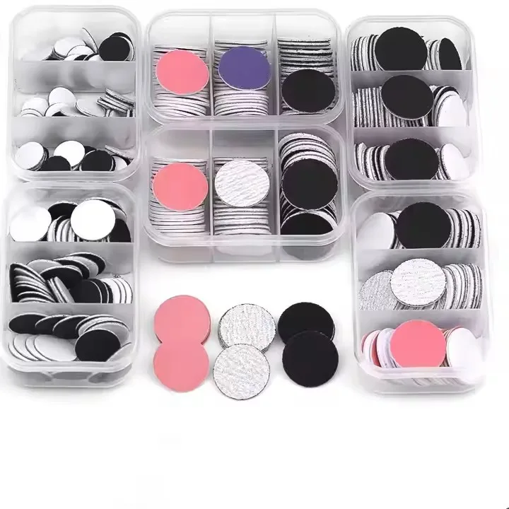 Destly 60pcs/box Sanding Paper 15mm 20mm Diameter 80 120 150 180 240 Manicure Pedicure Small Colourful Nail Sanding Papers