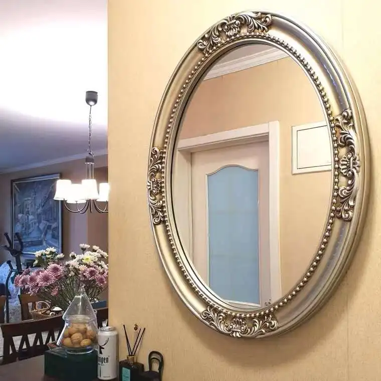 Bathroom Oval Wall Mounted Mirror Elegant Ornate Vintage Antique Style Mirror