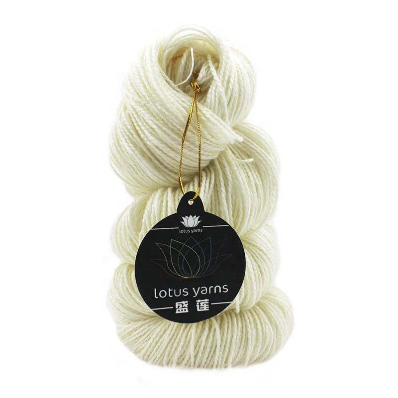 Lotus Yarns 100%Superwash Extrafine Merino Wool Yarn in Natural White Color For Hand Dye Worsted  Weight