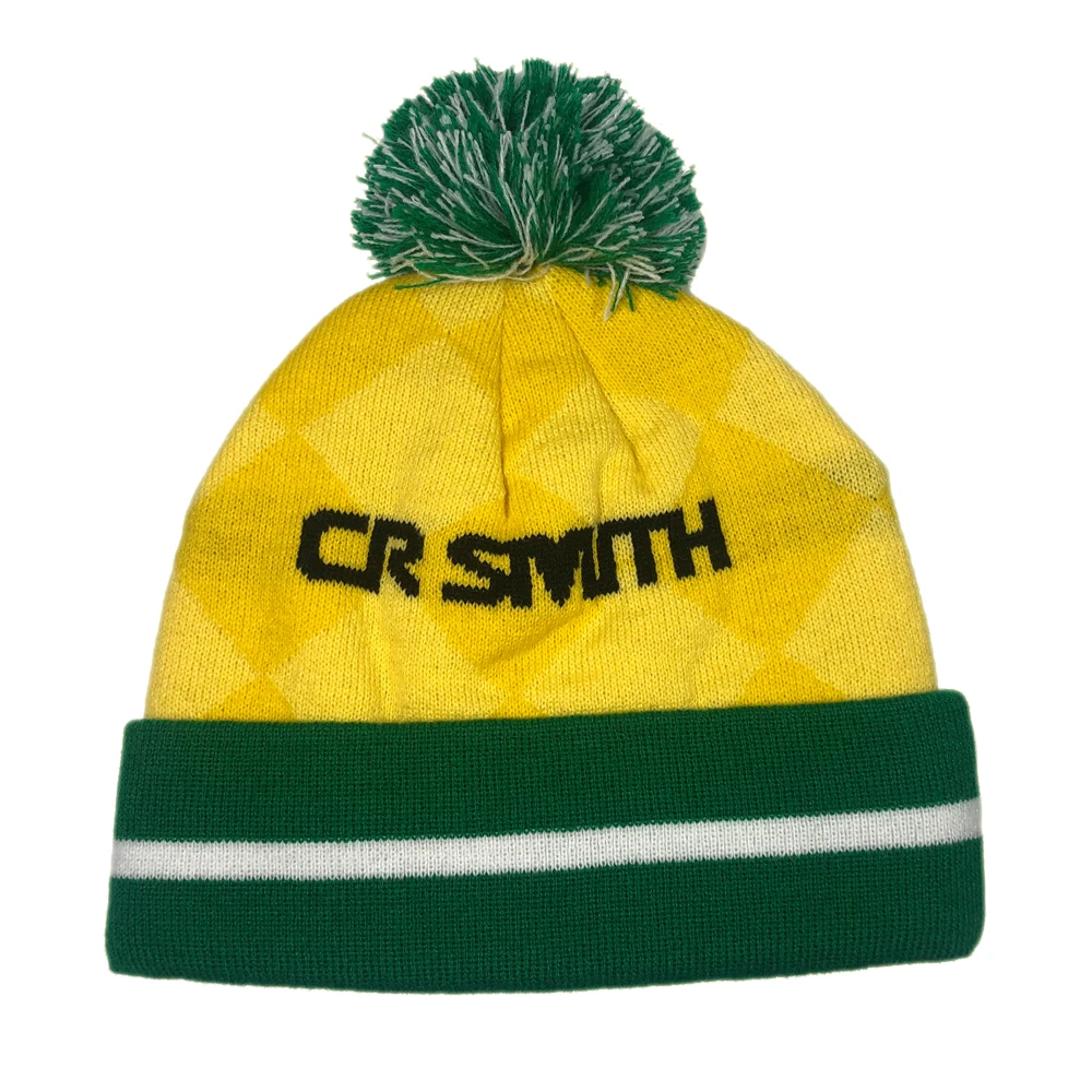 Australian style acrylic cuffed winter hats 2024 Mens sports warmer knitted touques bobble caps pom pom beanies with custom logo