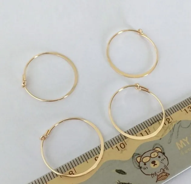 NANA high quality 14k italian gold filled round flat wire earring hoop,20mm brass gold filled earring accessories