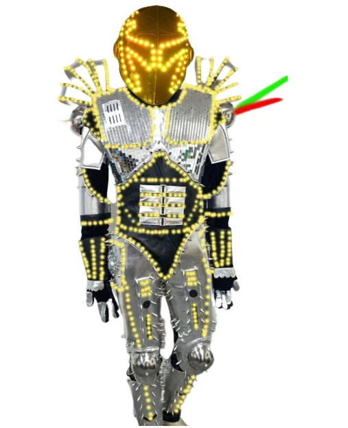Светодиодный робот костюм с заряжаемым аккумулятором одежда для сценических выступлений traje de robo conduzido Робот LED