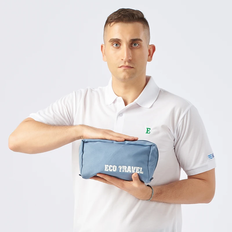 Private label cosmetic storage bag sustainable RPET fabric Men Travel Pouch