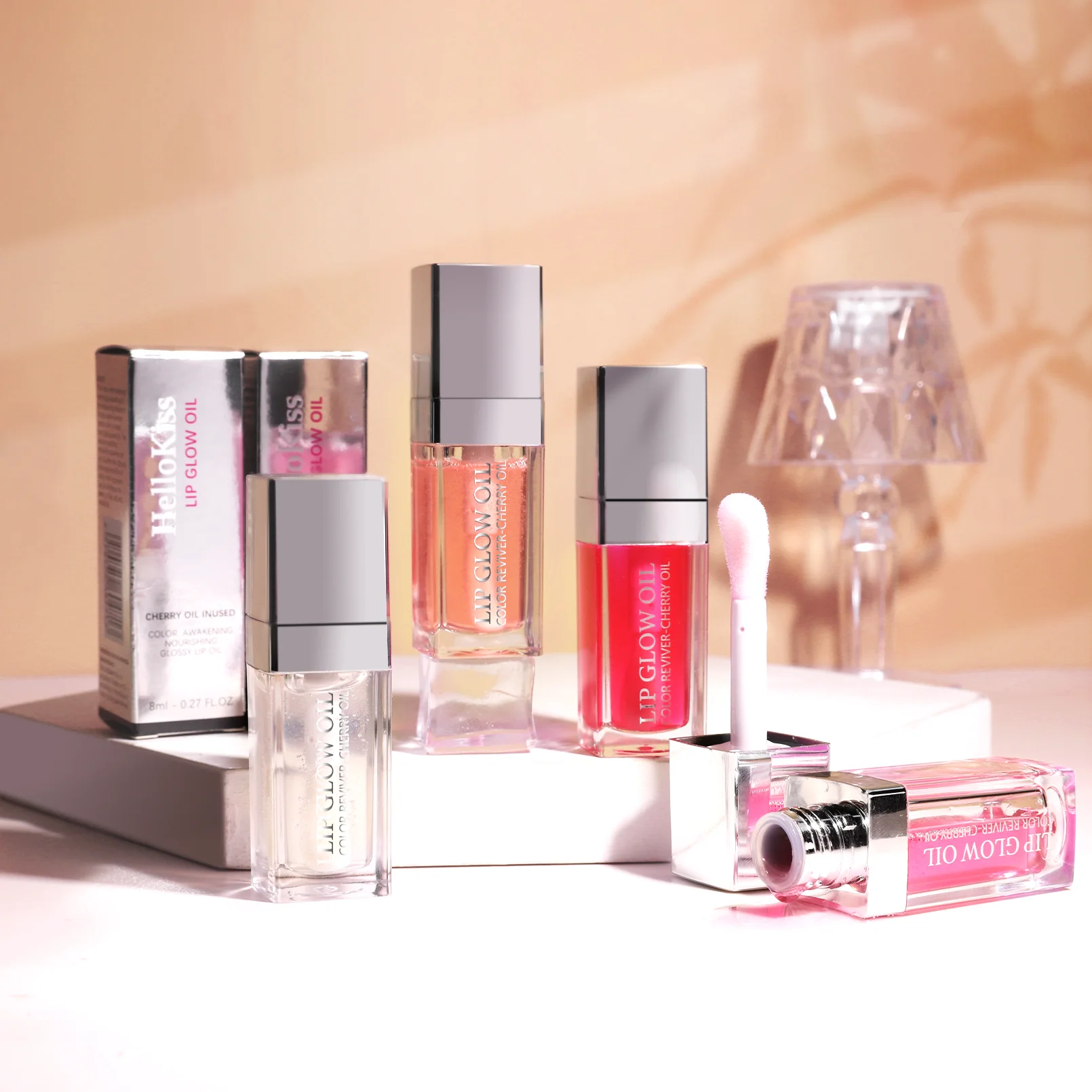 HelloKiss Private Label Clear Lip Plumper Lip Moisturize Nourish Lip Glaze Gloss Liquid Lipstick Cosmetics Your Logo Transparent